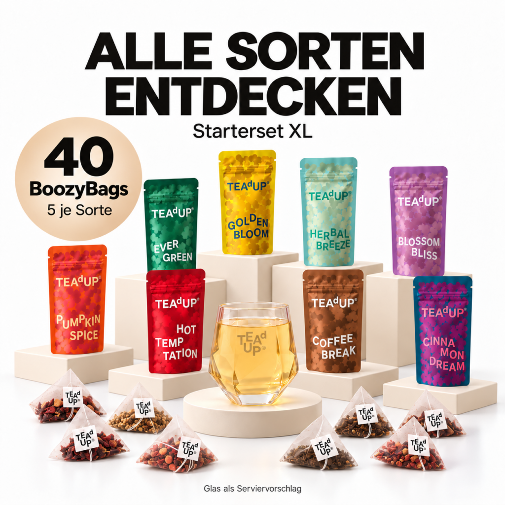 TEAdUP Starterset XL mit allen acht Sorten und 40 BoozyBags